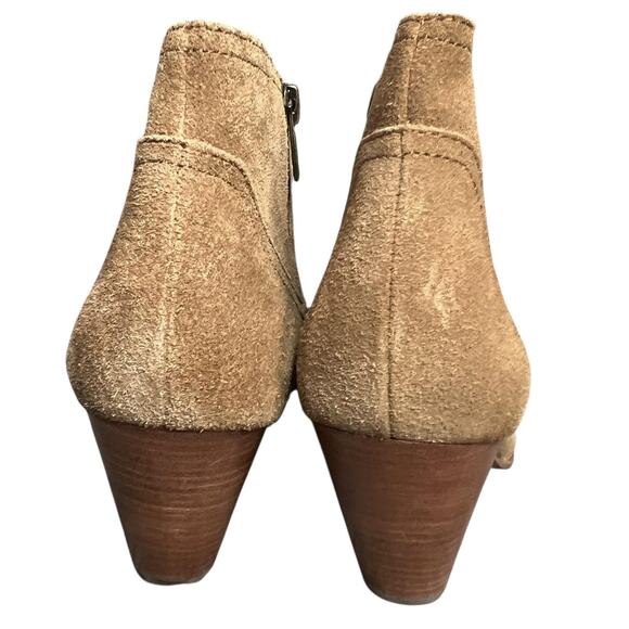 Frye Reina Ankle Boots 10 Cognac Suede Western Ankle Zip Stacked Heel Booties - Picture 9 of 15